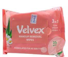 VELVEX MAKE-UP REMOVAL WIPES 25S