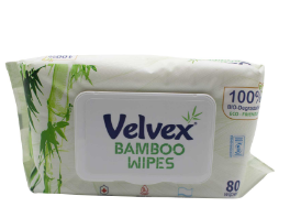 VELVEX BAMBOO WIPES 80S