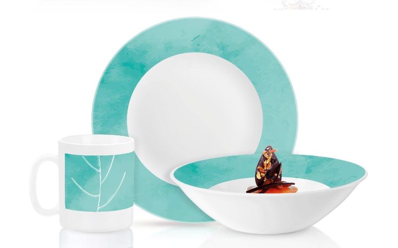 Luminarc 12pc Dinner set Alaricia Colourful set with 4pcs cups, plates, dinner plate