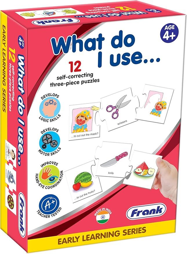 Frank What Do I Use Puzzle – 36 Pieces, 12 Self-Correcting 3-Piece Puzzles, Early Learner Educational Jigsaw Puzzle Set with Images | Ages 4 &amp; Above | Educational Toys and Games