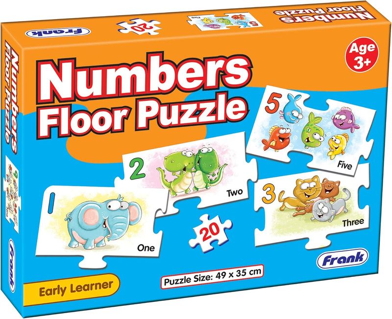 Frank Numbers Floor Puzzle - 49 x 35cm, 20 Big Pieces - Early Learner Large Educational Jigsaw Puzzle with Numbers, Images | Ages 3 &amp; Above