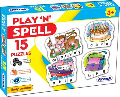 Frank Play ‘n’ Spell Puzzle – 15 Self-Correcting Puzzles, Early Learner Educational Jigsaw Puzzle Sets with Images | Ages 3 &amp; Above 10164