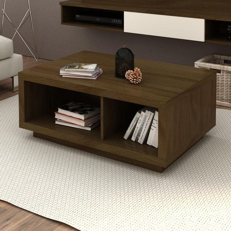 Tecno Mobili Coffee Table 89 cm with 2 MDP Niches Color: Dark Brown Cappuccino