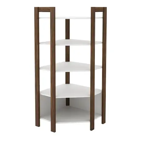 Tecnomobili Corner Cabinet Organizer Shelf AZ1020 MDP White/Walnut