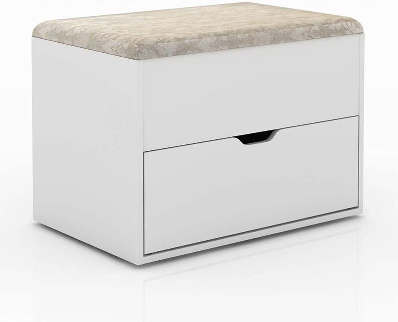 Tecnomobili Pouf Storage Cabinet And Shoe Rack, White, 68 X 45 X 49 cm PU2051.0002