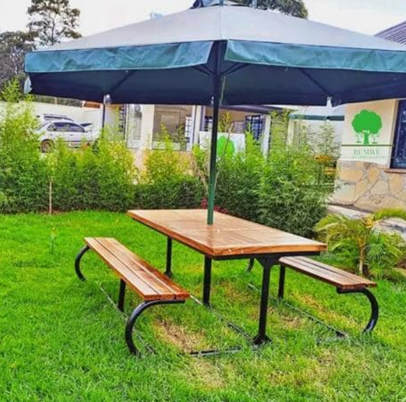 Outdoor Picnic Table Set with Umbrella