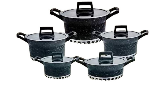 Signature Non stick granite cookware 10pcs black SG-DCC-SH-10