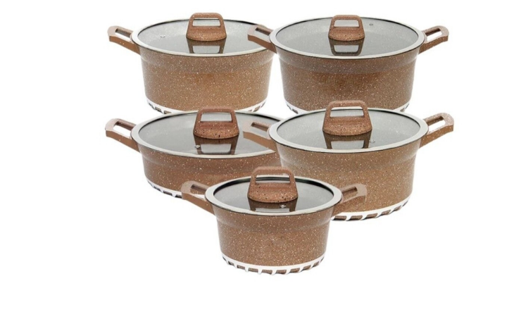 Signature SG-10 Golden 10 pcs Granite Cookware Set Non Stick  #SG-DCCSG-10