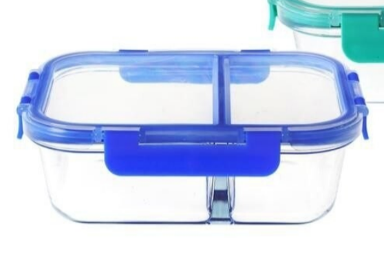 Signature High Borosilicate Glass Partitioned Lunch Box 580ml SGH-HBSBP01