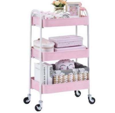 Signature Strong Multipurpose Metal Rack 3 Levels with Wheels - Organize with Ease KT002 Ivory