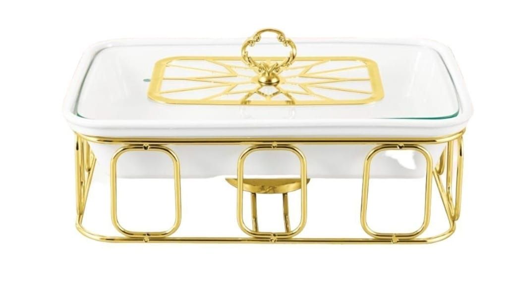 Signature SG-CX-3270R 12. (1.3 Ltr) Rectangle Porcelain Casserole with Warmer Rack