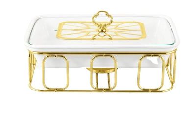 Signature SG-CX-3270R 12. (1.3 Ltr) Rectangle Porcelain Casserole with Warmer Rack