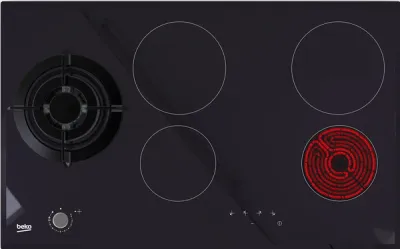 Beko BHG901 90cm Built-in Dual Fuel Gas Cooker Hob with 4 Vitroceramic Plates + 1 Wok Burner