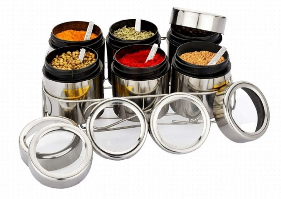 Signature 6 Jars Masala &amp; Dry Fruits Box with Wire Stand