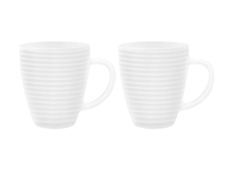 Signature 40 cl Glass Orbit Mugs (400ml) White Plain 6pcs set