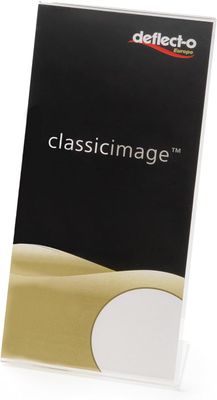 Deflecto Acrylic Table Top ClassicImage Slanted L-shape Menu Display Holder, A5, Clear (IT205) 10.5x21.5cm