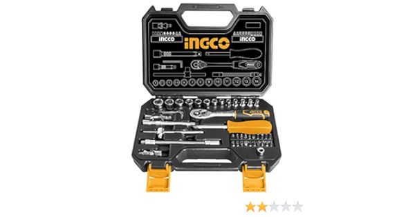Ingco HKTS14451 45-Piece 1/4&quot; Socket Set with Ratchet Wrench and Screwdriver Bits