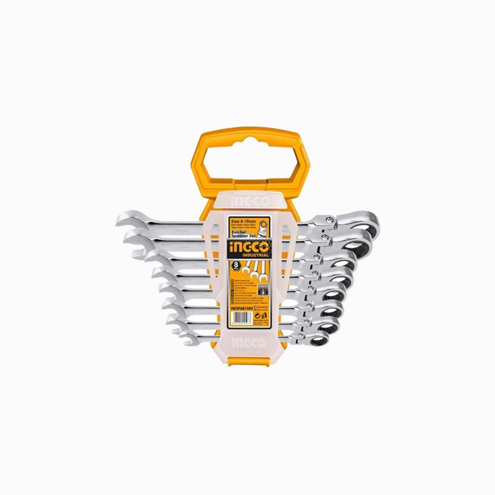 Ingco HKSPAR10838 Pcs flexible ratchet spanner set