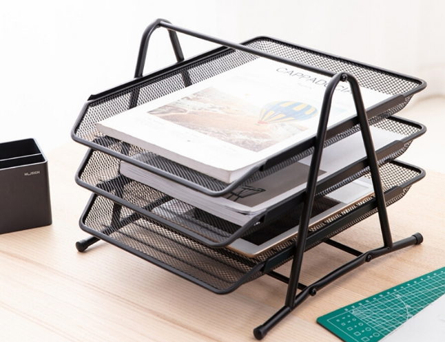 DELI 3-Tier Mesh Desk Organizers (Black) E9181