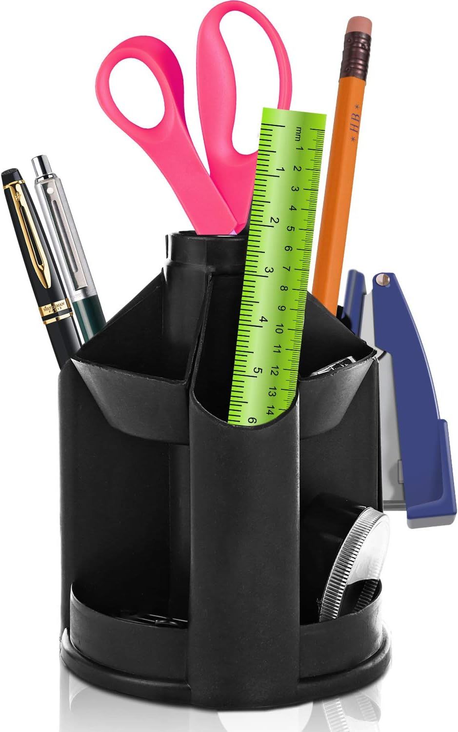 Desk Organizer Rocketman Rotating 360.(Contains :Scissor, Utility Knife,2Pcs Ball Pens,Eraser,Glue,Paper Clip,2Pencils And Ruler C732