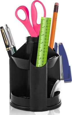 Desk Organizer Rocketman Rotating 360.(Contains :Scissor, Utility Knife,2Pcs Ball Pens,Eraser,Glue,Paper Clip,2Pencils And Ruler C732