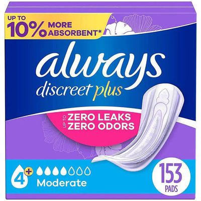 Always Discreet plus pads for bladder leaks, 153 pads