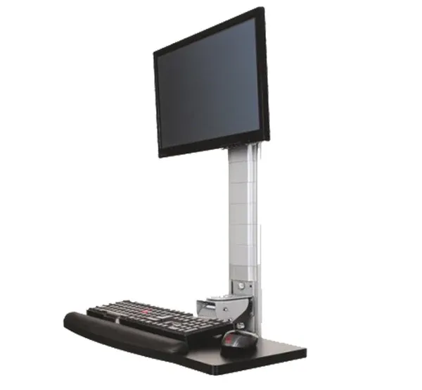 EBCO ​Computer Stands: Wall Station -  Compact - (including track) - Anthracite COMS-2
