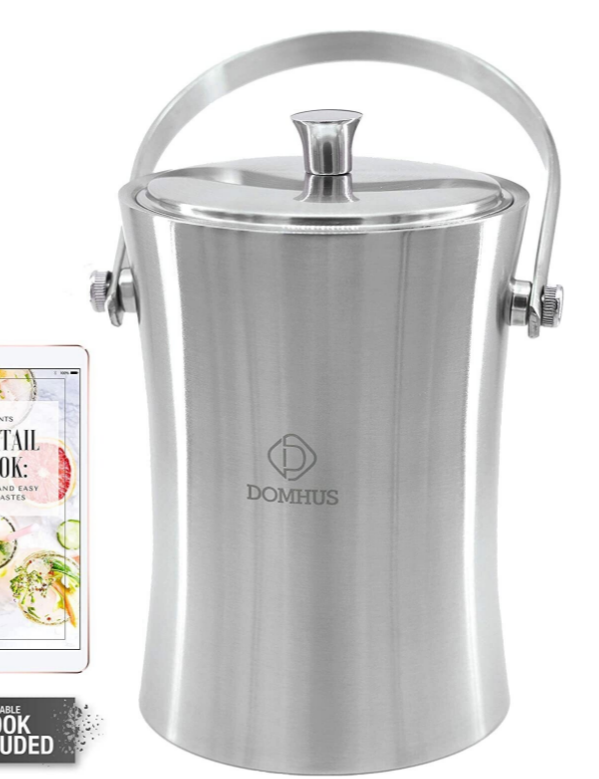 DOMHUS® 3.0 L Premium Ice Bucket with Lid and Tongs - Stainless Steel Champagne Cooler Ice Bucket