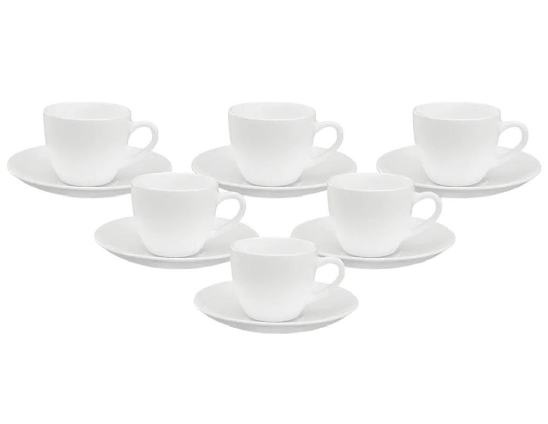 Signature 22cl plain white cups and saucer set 6 cups 6saucers