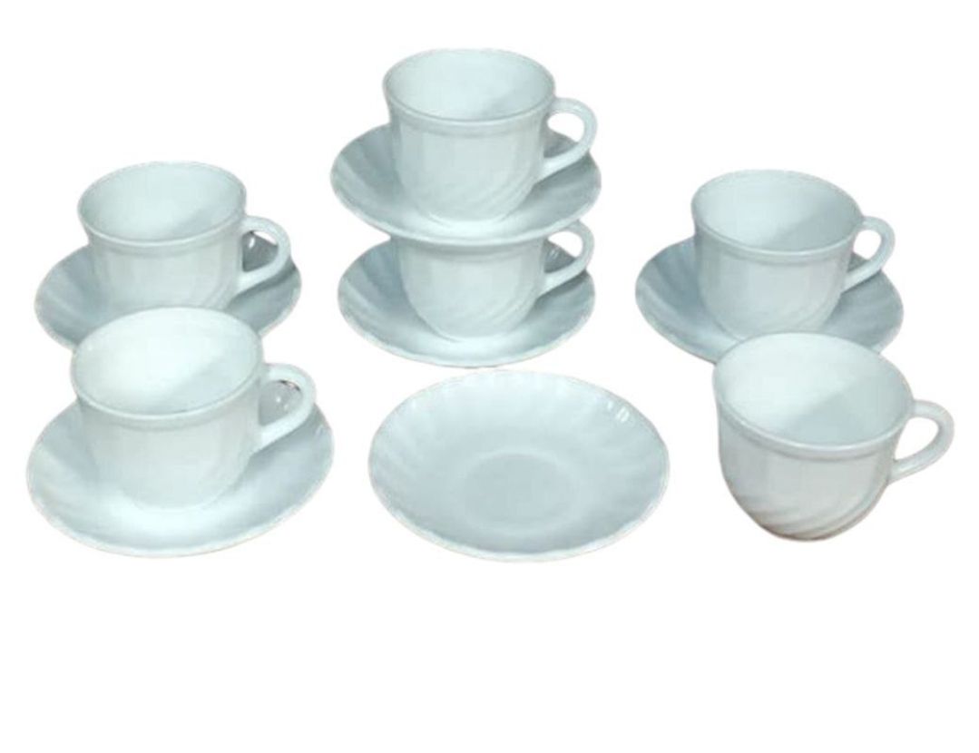 Signature 22cl flutted cup and saucer set 6vups 6 saucers