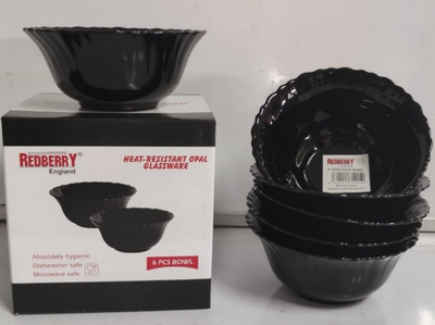 Redberry premium range of opalware 5&quot;Spin Bowl BLACK 6pcs
