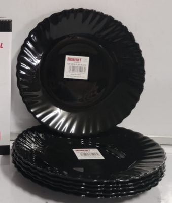 Redberry premium range of opalware 9&quot; Spin Plate BLACK 6pcs in a gift box