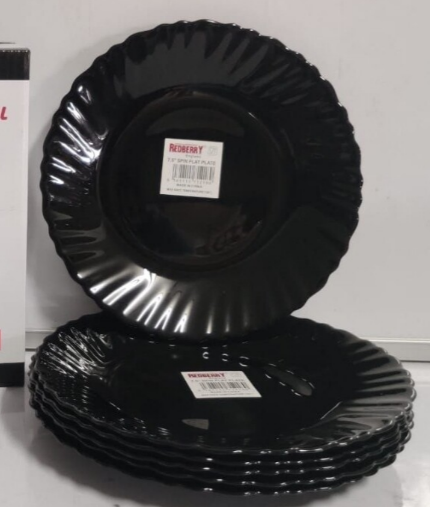 Redberry premium range of opalware 10" Spin Plate BLACK  6pcs in a gift box
