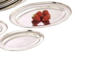 Stainless steel platter tray Signature  30cm oval tray