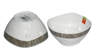 Servewell melamine deco square serving bowl 10.5cm 6pcs set. marbo wood design