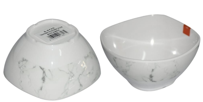 Servewell melamine deco square serving bowl 10.5cm 6pcs set. white marble design