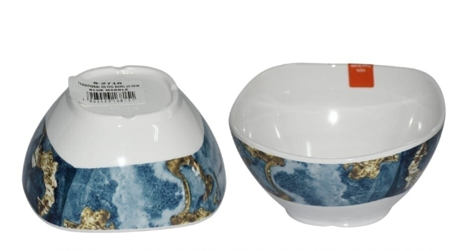 Servewell melamine deco square serving bowl 10.5cm 6pcs set. blue marble design