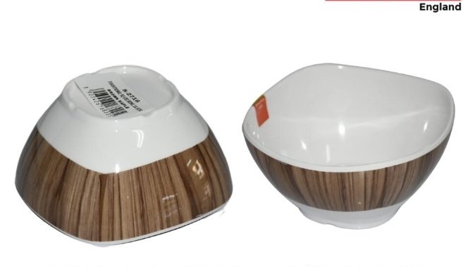 Servewell melamine deco square serving bowl 10.5cm 6pcs set. brown marple design