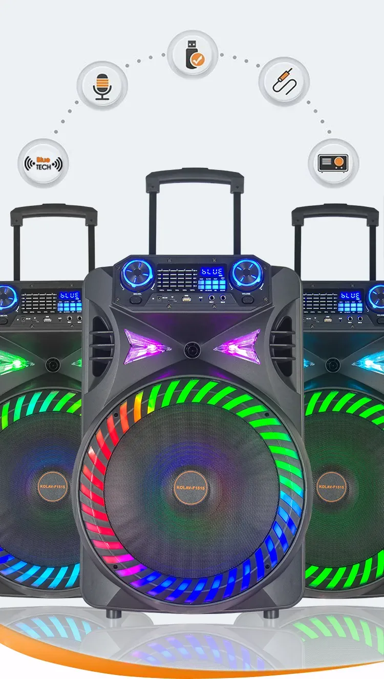 KOLAV-F1515 Portable Trolley Speaker: Power-Packed Audio for Your Outdoor Events