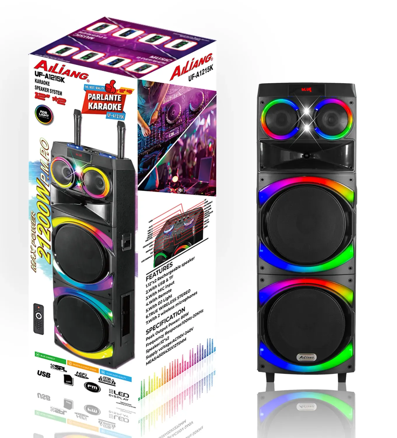 KOLAV-A1215K wireless karaoke sets pa speaker system sound box professional active large bluetooth speakers