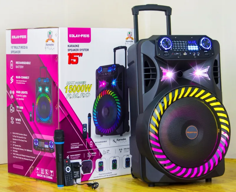 KOLAV-F1515 Portable Trolley Speaker: Power-Packed Audio for Your Outdoor Events