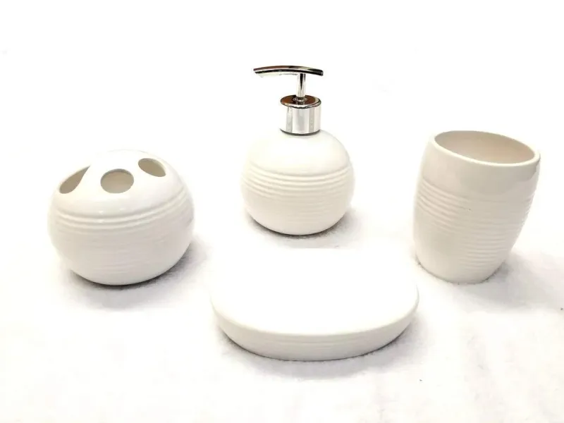 Sterling Home Ribbed 4-Piece Bathroom Accessory Set ZT-935
