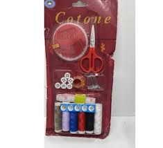 paris sewing kit. 5 thread colors, 16 needles, scissors, 10 pins, 10 buttons, tape measure, fastener on a card NS139256