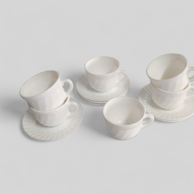 Cup &amp; saucer Tea set coffee set Redberry 12pcs plain white 6 cups/6 Saucers