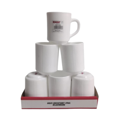 Redberry plain white mug 250cc 6pcs set
