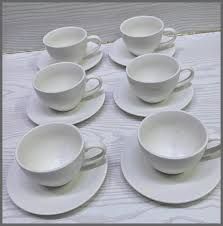 Cappuccino White cup &amp; saucer set 6 sets 280ml. saucer 14.5cm