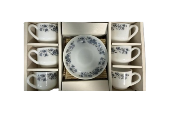 RAD Opal cup &amp; saucer set 6pcs BLACK flower