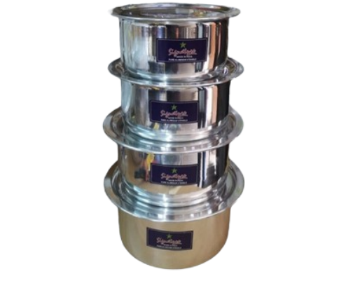 Signature extra heavy duty aluminum sufurias double polish &amp; cover   4pcs set (size14,15,16,17)