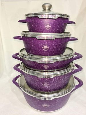 Dessini 10pcs heavy granite cooking pots set PURPLE