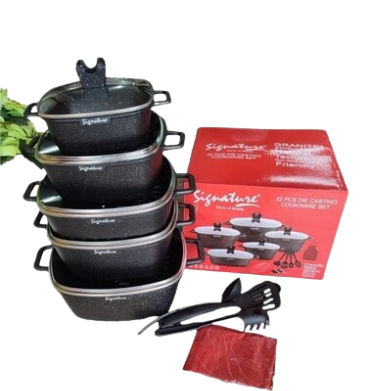 Signature 22pcs die cast cookware set. Square shaped